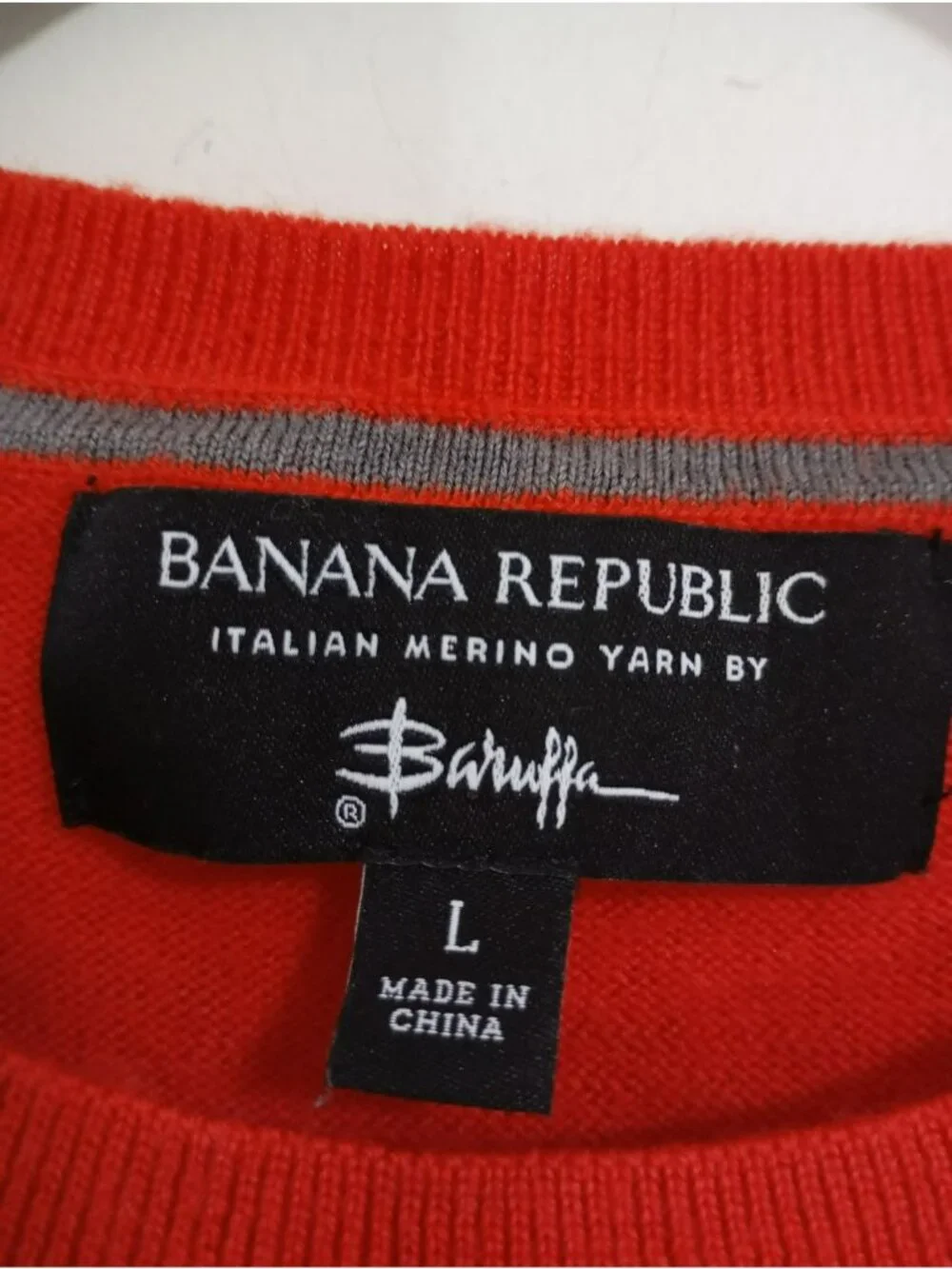Banana Republic Italian Merino Wool Sweater Red Crewneck Mens Size L
